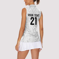 New Zealand Rangatira Custom Women Sleeveless Polo Shirt All White Niho Taniwha Maori Tribal LT9 - Polynesian Pride