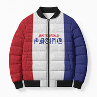 New Zealand Rugby Pacific Personalised Bomber Puffer Jacket Maori Style Tribal Tapa Pattern - Polynesian Pride