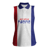 New Zealand Rugby Pacific Personalised Women Sleeveless Polo Shirt Maori Style Tribal Tapa Pattern LT9 Female White - Polynesian Pride