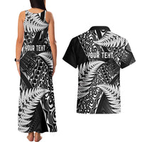 New Zealand Rugby Pacific Personalised Couples Matching Tank Maxi Dress and Hawaiian Shirt All Black Maori Pasifika Fern Pattern LT9 - Polynesian Pride