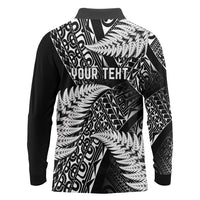 New Zealand Rugby Pacific Personalised Long Sleeve Polo Shirt All Black Maori Pasifika Fern Pattern LT9 - Polynesian Pride