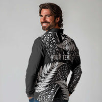 New Zealand Rugby Pacific Personalised Long Sleeve Polo Shirt All Black Maori Pasifika Fern Pattern LT9 - Polynesian Pride