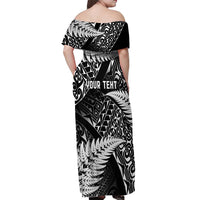 New Zealand Rugby Pacific Personalised Off Shoulder Maxi Dress All Black Maori Pasifika Fern Pattern LT9 - Polynesian Pride