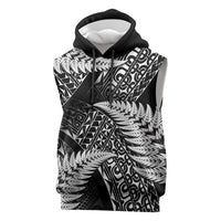 New Zealand Rugby Pacific Personalised Sleeveless Hoodie All Black Maori Pasifika Fern Pattern LT9 Black - Polynesian Pride