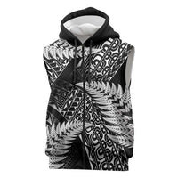 New Zealand Rugby Pacific Personalised Sleeveless Zip Hoodie All Black Maori Pasifika Fern Pattern LT9 Black - Polynesian Pride