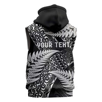 New Zealand Rugby Pacific Personalised Sleeveless Zip Hoodie All Black Maori Pasifika Fern Pattern LT9 - Polynesian Pride