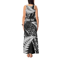 New Zealand Rugby Pacific Personalised Tank Maxi Dress All Black Maori Pasifika Fern Pattern LT9 - Polynesian Pride