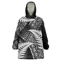 New Zealand Rugby Pacific Personalised Wearable Blanket Hoodie All Black Maori Pasifika Fern Pattern LT9 One Size Black - Polynesian Pride