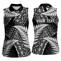 New Zealand Rugby Pacific Personalised Women Sleeveless Polo Shirt All Black Maori Pasifika Fern Pattern LT9 - Polynesian Pride