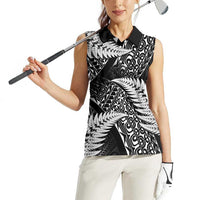 New Zealand Rugby Pacific Personalised Women Sleeveless Polo Shirt All Black Maori Pasifika Fern Pattern LT9 - Polynesian Pride