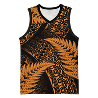 New Zealand Rugby Pacific Personalised Basketball Jersey All Gold Maori Pasifika Fern Pattern LT9 Unisex Gold - Polynesian Pride