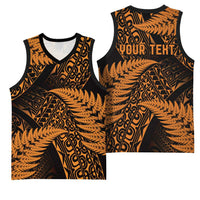 New Zealand Rugby Pacific Personalised Basketball Jersey All Gold Maori Pasifika Fern Pattern LT9 - Polynesian Pride