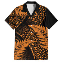 New Zealand Rugby Pacific Personalised Family Matching Off The Shoulder Long Sleeve Dress and Hawaiian Shirt All Gold Maori Pasifika Fern Pattern LT9 Dad's Shirt - Short Sleeve Gold - Polynesian Pride