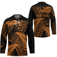 New Zealand Rugby Pacific Personalised Hockey Jersey All Gold Maori Pasifika Fern Pattern LT9 - Polynesian Pride