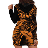 New Zealand Rugby Pacific Personalised Hoodie Dress All Gold Maori Pasifika Fern Pattern LT9 - Polynesian Pride