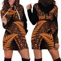 New Zealand Rugby Pacific Personalised Hoodie Dress All Gold Maori Pasifika Fern Pattern LT9 - Polynesian Pride