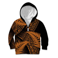 New Zealand Rugby Pacific Personalised Kid Hoodie All Gold Maori Pasifika Fern Pattern LT9 Zip Hoodie Gold - Polynesian Pride