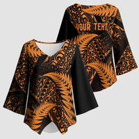 New Zealand Rugby Pacific Personalised Kimono Sleeve Blouse All Gold Maori Pasifika Fern Pattern LT9 - Polynesian Pride