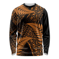 New Zealand Rugby Pacific Personalised Long Sleeve Shirt All Gold Maori Pasifika Fern Pattern LT9 Unisex Gold - Polynesian Pride
