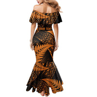 New Zealand Rugby Pacific Personalised Mermaid Dress All Gold Maori Pasifika Fern Pattern LT9 - Polynesian Pride