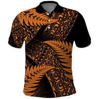 New Zealand Rugby Pacific Personalised Polo Shirt All Gold Maori Pasifika Fern Pattern LT9 Gold - Polynesian Pride