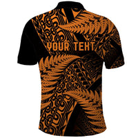 New Zealand Rugby Pacific Personalised Polo Shirt All Gold Maori Pasifika Fern Pattern LT9 - Polynesian Pride