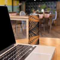 New Zealand Rugby Pacific Personalised Skinny Tumbler All Gold Maori Pasifika Fern Pattern LT9 - Polynesian Pride