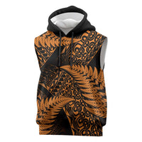 New Zealand Rugby Pacific Personalised Sleeveless Hoodie All Gold Maori Pasifika Fern Pattern LT9 Gold - Polynesian Pride