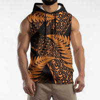 New Zealand Rugby Pacific Personalised Sleeveless Hoodie All Gold Maori Pasifika Fern Pattern LT9 - Polynesian Pride