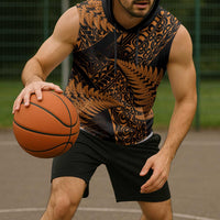 New Zealand Rugby Pacific Personalised Sleeveless Hoodie All Gold Maori Pasifika Fern Pattern LT9 - Polynesian Pride
