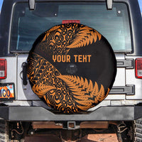 New Zealand Rugby Pacific Personalised Spare Tire Cover All Gold Maori Pasifika Fern Pattern LT9 Gold - Polynesian Pride