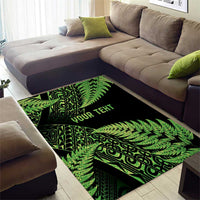 New Zealand Rugby Pacific Personalised Area Rug All Lime Maori Pasifika Fern Pattern