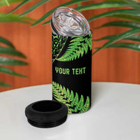 New Zealand Rugby Pacific Personalised 4 in 1 Can Cooler Tumbler All Lime Maori Pasifika Fern Pattern LT9 - Polynesian Pride