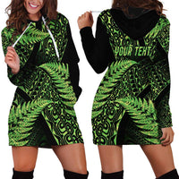 New Zealand Rugby Pacific Personalised Hoodie Dress All Lime Maori Pasifika Fern Pattern LT9 - Polynesian Pride