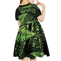 New Zealand Rugby Pacific Personalised Kid Short Sleeve Dress All Lime Maori Pasifika Fern Pattern LT9 - Polynesian Pride