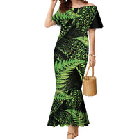 New Zealand Rugby Pacific Personalised Mermaid Dress All Lime Maori Pasifika Fern Pattern LT9 Women Lime - Polynesian Pride