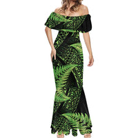New Zealand Rugby Pacific Personalised Mermaid Dress All Lime Maori Pasifika Fern Pattern LT9 - Polynesian Pride