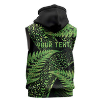 New Zealand Rugby Pacific Personalised Sleeveless Hoodie All Lime Maori Pasifika Fern Pattern LT9 - Polynesian Pride