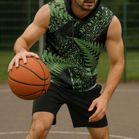 New Zealand Rugby Pacific Personalised Sleeveless Hoodie All Lime Maori Pasifika Fern Pattern LT9 - Polynesian Pride