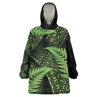New Zealand Rugby Pacific Personalised Wearable Blanket Hoodie All Lime Maori Pasifika Fern Pattern LT9 One Size Lime - Polynesian Pride