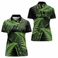 New Zealand Rugby Pacific Personalised Women Polo Shirt All Lime Maori Pasifika Fern Pattern LT9 - Polynesian Pride