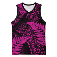 New Zealand Rugby Pacific Personalised Basketball Jersey All Pink Maori Pasifika Fern Pattern LT9 Unisex Pink - Polynesian Pride