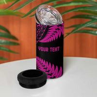 New Zealand Rugby Pacific Personalised 4 in 1 Can Cooler Tumbler All Pink Maori Pasifika Fern Pattern LT9 - Polynesian Pride