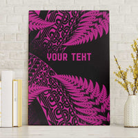 New Zealand Rugby Pacific Personalised Canvas Wall Art All Pink Maori Pasifika Fern Pattern