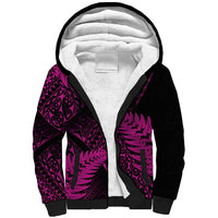 New Zealand Rugby Pacific Personalised Sherpa Hoodie All Pink Maori Pasifika Fern Pattern LT9 Unisex Pink - Polynesian Pride