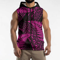 New Zealand Rugby Pacific Personalised Sleeveless Zip Hoodie All Pink Maori Pasifika Fern Pattern LT9 - Polynesian Pride