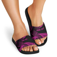 New Zealand Rugby Pacific Personalised Slide Sandals All Pink Maori Pasifika Fern Pattern - Polynesian Pride