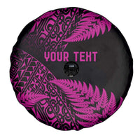 New Zealand Rugby Pacific Personalised Spare Tire Cover All Pink Maori Pasifika Fern Pattern LT9 - Polynesian Pride