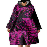 New Zealand Rugby Pacific Personalised Wearable Blanket Hoodie All Pink Maori Pasifika Fern Pattern LT9 - Polynesian Pride