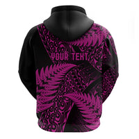 New Zealand Rugby Pacific Personalised Zip Hoodie All Pink Maori Pasifika Fern Pattern LT9 - Polynesian Pride